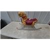Image 1 : Vintage Rocking Horse Toy with Metal Frame and Red Accents