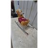 Image 3 : Vintage Rocking Horse Toy with Metal Frame and Red Accents