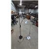 Image 1 : Two Floor Lamps: Black Torchiere and Reading Lamp, Silver Adjustable Reading Lamp