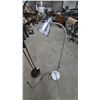 Image 2 : Two Floor Lamps: Black Torchiere and Reading Lamp, Silver Adjustable Reading Lamp
