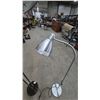 Image 3 : Two Floor Lamps: Black Torchiere and Reading Lamp, Silver Adjustable Reading Lamp