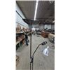 Image 4 : Two Floor Lamps: Black Torchiere and Reading Lamp, Silver Adjustable Reading Lamp