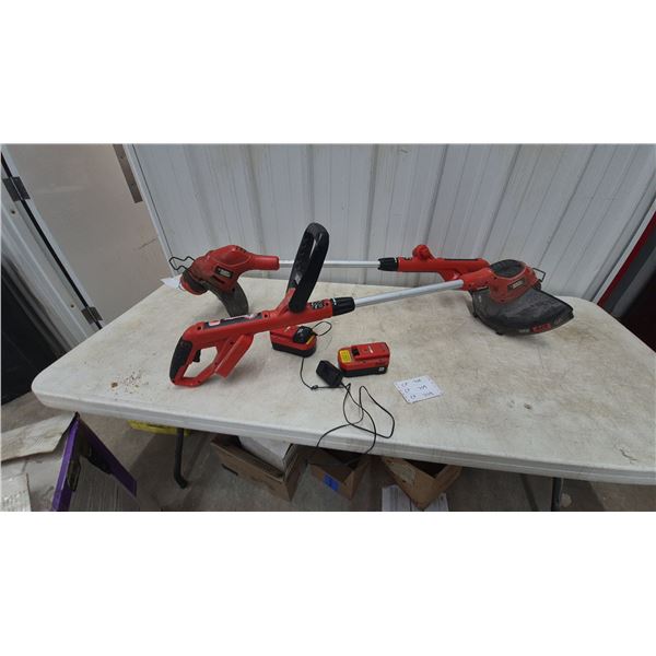 Black and Decker Corded String Trimmer, b+d 18V Cordless Trimmer, Batteries and Charger