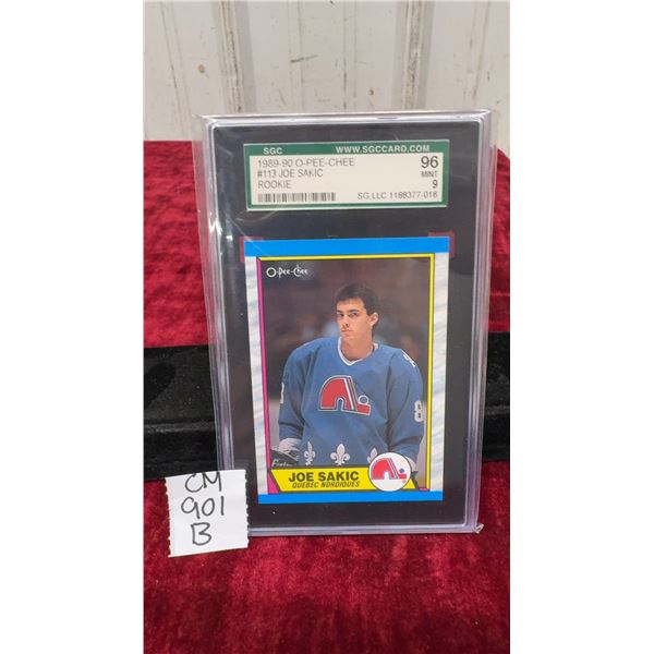 1989-90 O-Pee-Chee #113 Joe Sakic Rookie Hockey Card, SGC 96 Mint 9