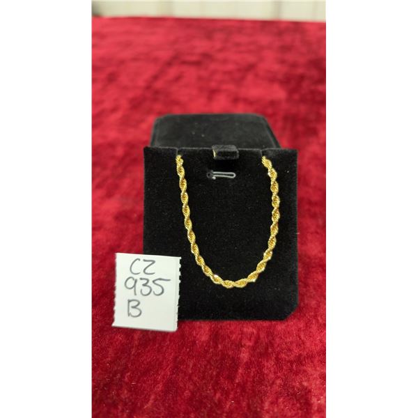 14K Gold Plated 3.0mm Twisted Rope Necklace, 24” Long