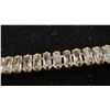 Image 2 : 18K Gold Plated 5.0mm Emerald Cut Simulated Diamond Tennis Necklace, 17” Long
