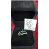 Image 1 : Platinum Plated 1.0tcw Heart Cut Lab-Created Emerald Double Heart Ring, Size 7