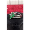 Image 4 : Platinum Plated 1.0tcw Heart Cut Lab-Created Emerald Double Heart Ring, Size 7