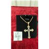 Image 1 : 18K Gold-Plated 45.0mm Simulated Diamond Cross Necklace, 18” Long