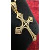 Image 2 : 18K Gold-Plated 45.0mm Simulated Diamond Cross Necklace, 18” Long