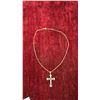 Image 3 : 18K Gold-Plated 45.0mm Simulated Diamond Cross Necklace, 18” Long