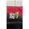 Image 2 : 14K Gold Plated 3.0 Ct Each Princess Cut Simulated Diamond Stud Earrings