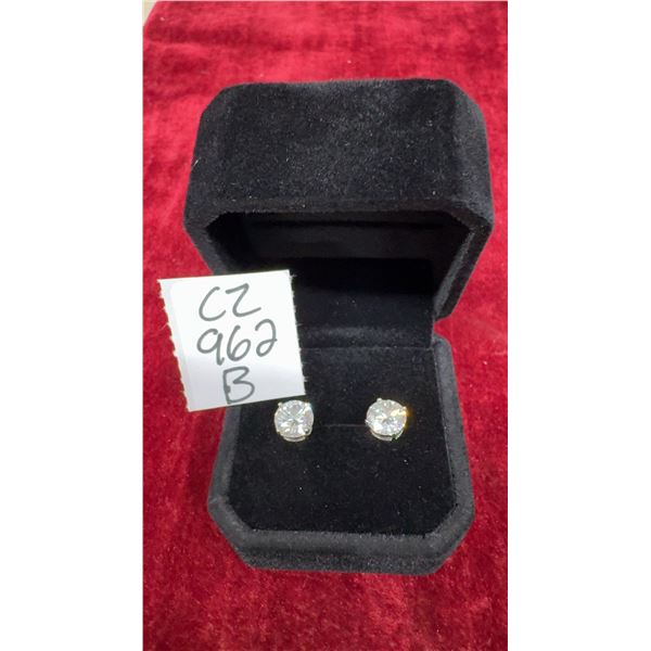 Platinum Plated 2.0 Ct Each Moissanite Lab Diamond Stud Earrings, GH, VVS1, GRA Report