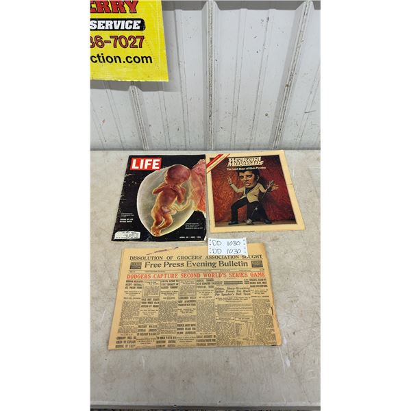 Vintage Life Magazine 1965, Weekend Magazine 1978 Elvis and Free Press Evening Bulletin 1920
