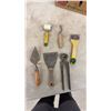 Image 5 : Lot of Tools: Drywall Tools, Trowels, Rubber Mallets, Putty Knives, Wire Brushes, Flashlight