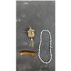 Image 2 : Assorted Fashion Jewelry, Faux Pearl and Bead Necklaces, Cage Brooch and Hair Barrette