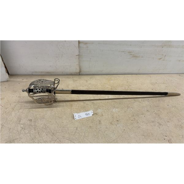 Scottish Basket-Hilted Broadsword with Pierced Hilt and Scabbard, Circa WW 1