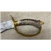 Image 2 : Antique D-Guard Cutlass Hunting Sword with Curved Steel Blade, Antler Handle, and Brass Hilt