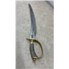 Image 3 : Antique D-Guard Cutlass Hunting Sword with Curved Steel Blade, Antler Handle, and Brass Hilt