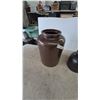 Image 2 : Three Stoneware Crocks: Large Brown Crock, Small Brown Crock with Lid, and Brown Crock