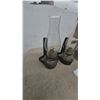 Image 2 : Three Kerosene Lanterns with Clear Glass Chimneys and Metal wall mount