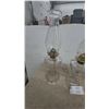 Image 2 : Three Glass Oil Lamps: One with Diamond Pattern Base, One with Painted Flowers, One with Fluted