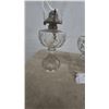 Image 3 : Three Glass Oil Lamps: One with Diamond Pattern Base, One with Painted Flowers, One with Fluted