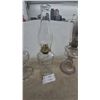 Image 4 : Three Glass Oil Lamps: One with Diamond Pattern Base, One with Painted Flowers, One with Fluted