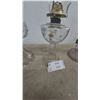 Image 5 : Three Glass Oil Lamps: One with Diamond Pattern Base, One with Painted Flowers, One with Fluted