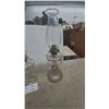 Image 6 : Three Glass Oil Lamps: One with Diamond Pattern Base, One with Painted Flowers, One with Fluted
