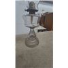 Image 7 : Three Glass Oil Lamps: One with Diamond Pattern Base, One with Painted Flowers, One with Fluted