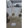 Image 3 : Three Kerosene Lamps: One Metal Base with Glass Chimney and Two Glass Base with Glass Chimneys