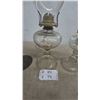 Image 4 : Three Kerosene Lamps: One Metal Base with Glass Chimney and Two Glass Base with Glass Chimneys