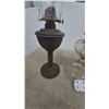 Image 6 : Three Kerosene Lamps: One Metal Base with Glass Chimney and Two Glass Base with Glass Chimneys