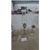 Image 4 : Three Clear Glass Kerosene Lamps with Chimneys and Wicks