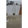 Image 6 : Three Clear Glass Kerosene Lamps with Chimneys and Wicks, Ribbed Bases