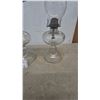 Image 7 : Three Clear Glass Kerosene Lamps with Chimneys and Wicks, Ribbed Bases