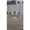 Image 1 : Three Clear Glass Kerosene Lamps with Chimneys and Burners