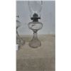 Image 3 : Three Clear Glass Kerosene Lamps with Chimneys and Burners