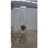 Image 4 : Three Clear Glass Kerosene Lamps with Chimneys and Burners