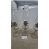 Image 6 : Three Clear Glass Kerosene Lamps with Chimneys and Burners