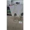 Image 7 : Three Clear Glass Kerosene Lamps with Chimneys and Burners