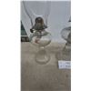 Image 8 : Three Clear Glass Kerosene Lamps with Chimneys and Burners