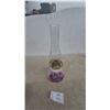 Image 7 : Pink and Blue Floral Painted Oil Lamp with Glass Chimney and Burner. Gone with wind