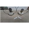 Image 4 : Pair of Antique Aladdin Oil Lamps Burners and Frosted Glass Reservoirs with Wire hanging Frames