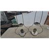 Image 5 : Pair of Antique Aladdin Oil Lamps Burners and Frosted Glass Reservoirs with Wire hanging Frames