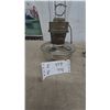 Image 2 : Vintage Kerosene Lamp with Glass Chimney, Metal hanging Holder, and Decorative Metal Shade