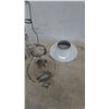 Image 8 : Vintage Kerosene Lamp with Glass Chimney, Metal hanging Holder, and Decorative Metal Shade
