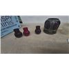 Image 5 : Assorted Oil Lamps and Parts, 3 Small Vases, and KoneKap Wicks