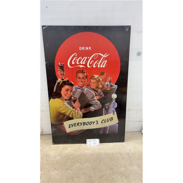 Coca-Cola "Everybody's Club" Reproduction Hardboard Wall Sign, 1948 Advertisement Design, 24 × 48”